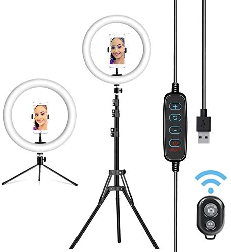 10 inch Ring Light with Tripod Stand, Table Stand Cell Phone Holder, USB Powered 3 Light Modes and 11 Brightness Levels for Makeup, YouTube, Tik Tok and Zoom Meeting Compatible with Most of Phones: Amazon.co.uk: Electronics